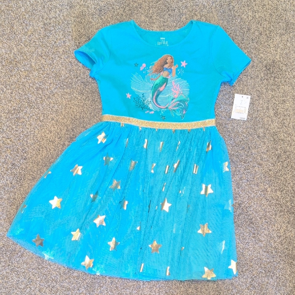 Disney Ariel Blue and Gold Starry Dress 6/7